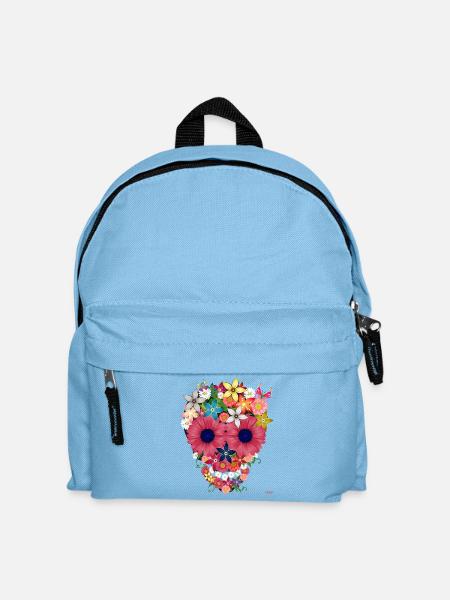 fleurs crâne par WAM - Sac à dos Enfant - bleu clair