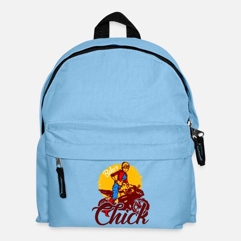 Anime Biker Biker Motorcycle Motorcyclist Chick - Kids' Backpack - light blue