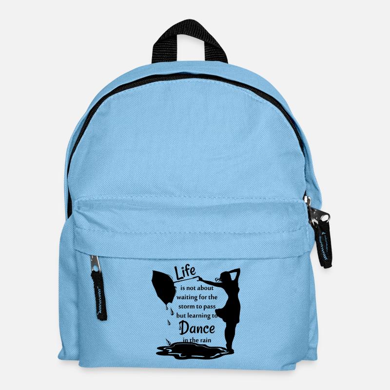 spruch: life is not about waiting for the storm - Kinder Rucksack - Hellblau