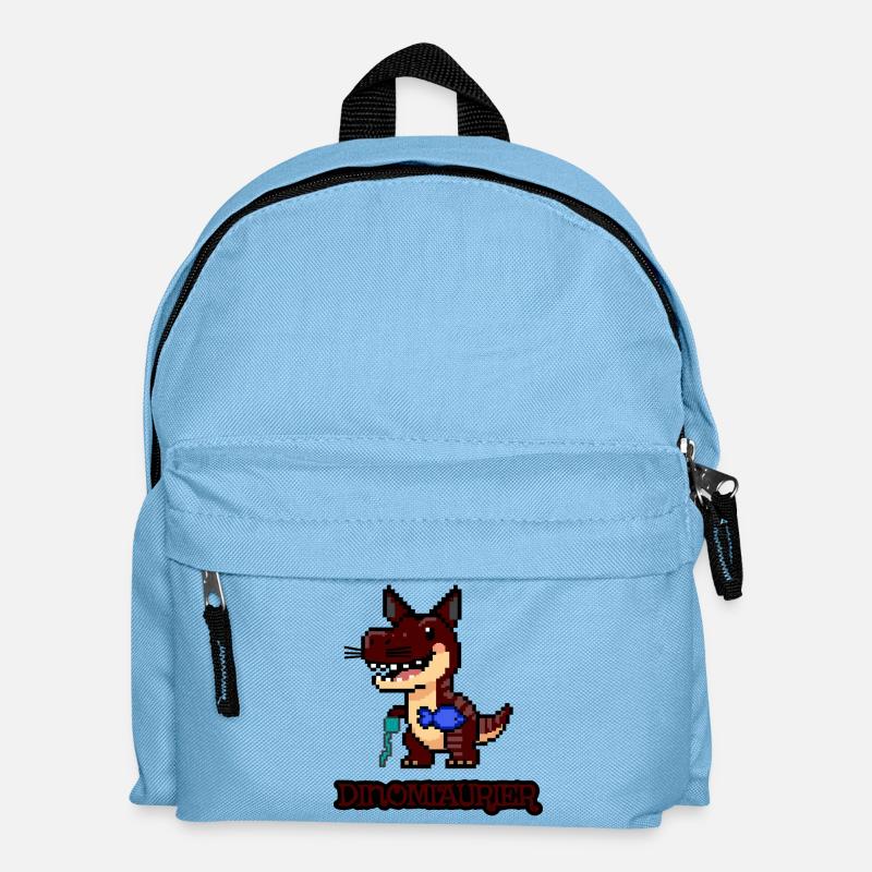 DinoMIAUrier - Pixel Art Dinosaurier als Katze! 🐈 - Kinder Rucksack - Hellblau