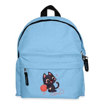 Chaton noir et pelote de laine - Sac à dos Enfant - bleu clair - Devant