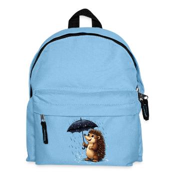 Cheerful hedgehog with umbrella in the rain - Kids' Backpack - light blue - Front