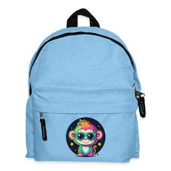 Neon-Affen-Pop-Gläser - Kinder Rucksack - Hellblau - Vorne