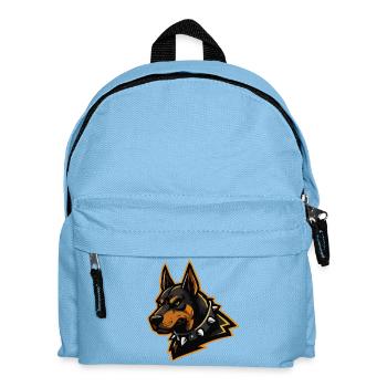Dobermann mit Stachelkragen - Kinder Rucksack - Hellblau - Vorne
