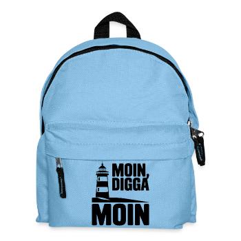  Moin Digga Moin Leuchtturm Norddeutsch Küste - Kinder Rucksack - Hellblau - Vorne