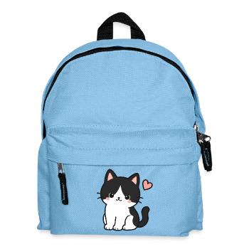 Cute Black Cat With Heart - Kids' Backpack - light blue - Front