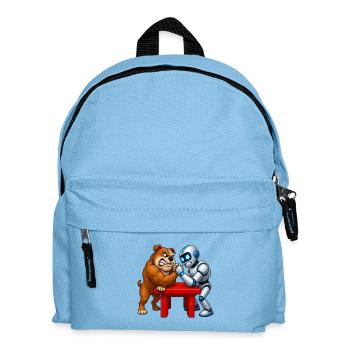 Bulldog Arm Wrestling Nervous Robot - Kids' Backpack - light blue - Front