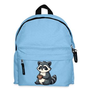 Waschbär Waschbären Waldtier lustiger Waschbär - Kinder Rucksack - Hellblau - Vorne