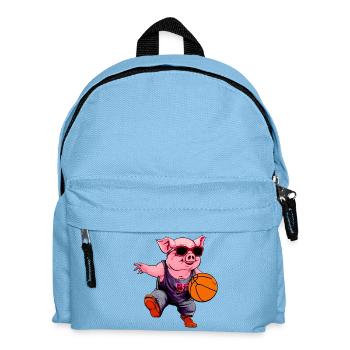 Basketball Schwein - Kinder Rucksack - Hellblau - Vorne