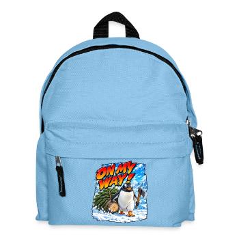 Bin unterwegs! Gentoo-Pinguin - Kinder Rucksack - Hellblau - Vorne