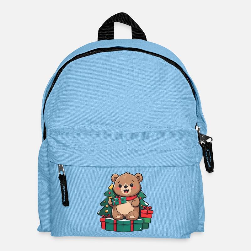 Cute bear celebrating Christmas. - Kids' Backpack - light blue