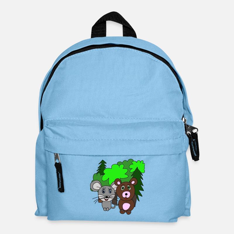 Mouse and bear in the forest. Friends. gift - Kids' Backpack - light blue