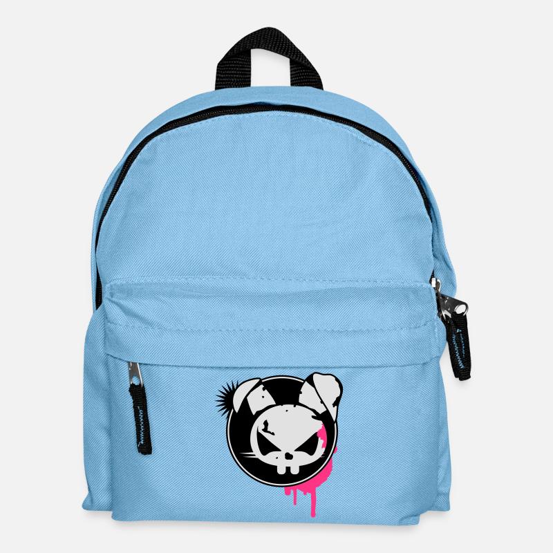 Grunge Sticker mit Hasen Kopf - Kinder Rucksack - Hellblau
