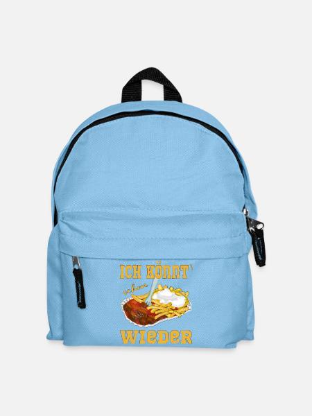 Currywurst Pommes in der Schale - Kinder Rucksack - Hellblau