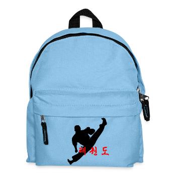 Taekwondo logo jumped kick Korean - Kids' Backpack - light blue - Front