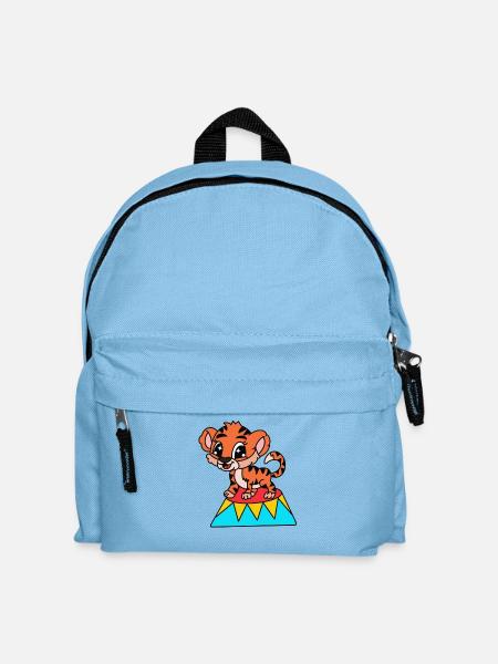 Kleiner Tiger auf Zirkusplattform - Kinder Rucksack - Hellblau