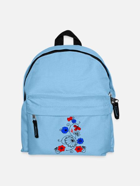 Blumenranke mit Schmetterling - Kinder Rucksack - Hellblau