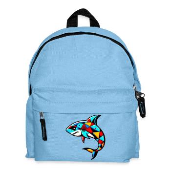 Harlekin-Hai - Kinder Rucksack - Hellblau - Vorne