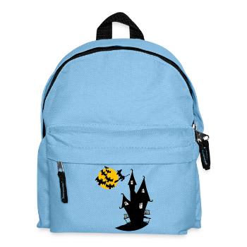 Maison de sorcière avec lune et chauves-souris - Sac à dos Enfant - bleu clair - Devant