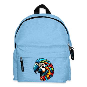 Harlekin Papagei - Kinder Rucksack - Hellblau - Vorne