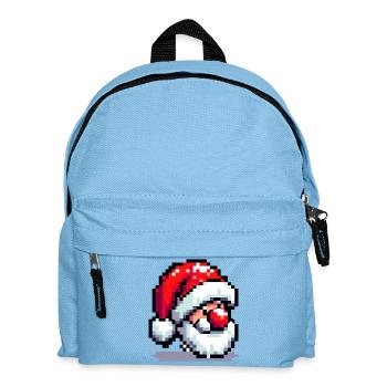 Rote Nase, Pixel-Charme: Weihnachtsmann - Kinder Rucksack - Hellblau - Vorne