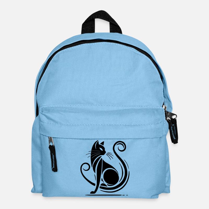 chat noir moderne - Sac à dos Enfant - bleu clair