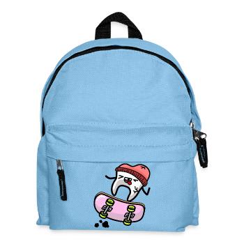 kawaii tooth on skateboard - Kids' Backpack - light blue - Front