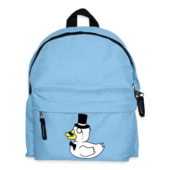 Sir Ente Zylinder Hut Monokel Brille reicher Herr - Kinder Rucksack - Hellblau - Vorne