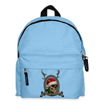 Frohe Weihnachten Totenkopf mit Geweih - Kinder Rucksack - Hellblau - Vorne