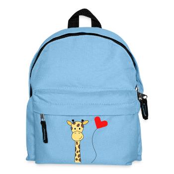 Giraffe mit Herzluftballon – Tierisch süßes Motiv - Kinder Rucksack - Hellblau - Vorne
