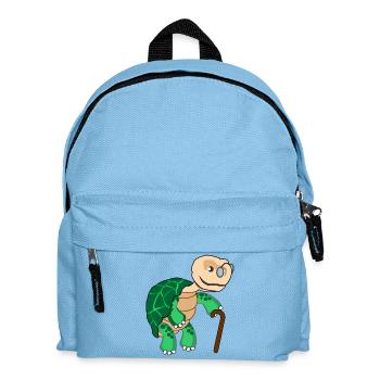 Slow turtle with glasses and walking stick - Kids' Backpack - light blue - Front