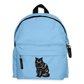 Portrait de Chat Noir en Illustration Contrastée - Sac à dos Enfant - bleu clair - Devant