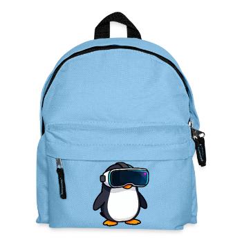 Nerdiger Pinguin VR Gaming PC Zocker Design - Kinder Rucksack - Hellblau - Vorne