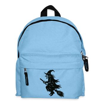 Sorcière d’Halloween sur balai Silhouette - Sac à dos Enfant - bleu clair - Devant