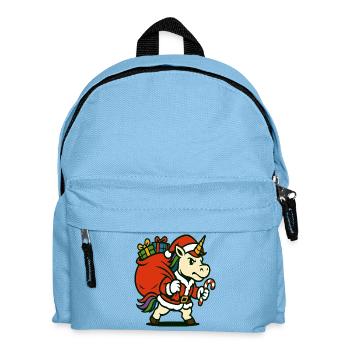 Strong Santa Unicorn With Gift Bag - Kids' Backpack - light blue - Front