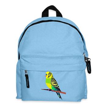 Motif coloré de perruche ondulée sur branche, jaune, vert, bleu - Sac à dos Enfant - bleu clair - Devant