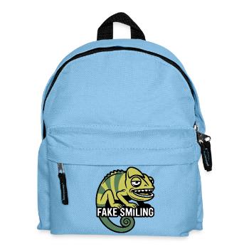 Falsches Lächelndes Chamäleon - Kinder Rucksack - Hellblau - Vorne