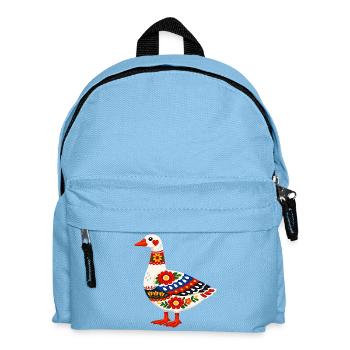 Bunte Gans im Volksstil - Kinder Rucksack - Hellblau - Vorne