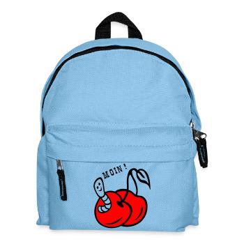  Kirschen mit Wurm - Kinder Rucksack - Hellblau - Vorne