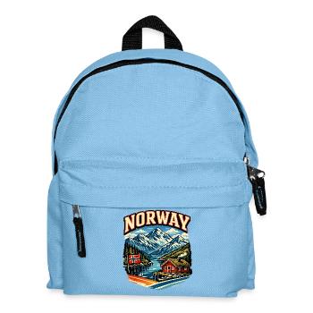 Design einer norwegischen Fjord-Berghütte - Kinder Rucksack - Hellblau - Vorne