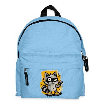 Cool Graffiti Raccoon Cartoon Street Art Motif - Kids' Backpack - light blue - Front