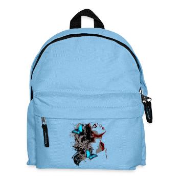 Floral Face and Blue Butterflies - Kids' Backpack - light blue - Front