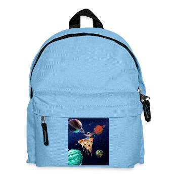 Astronaut Rides Pizza In Space Funny Space T - Kids' Backpack - light blue - Front