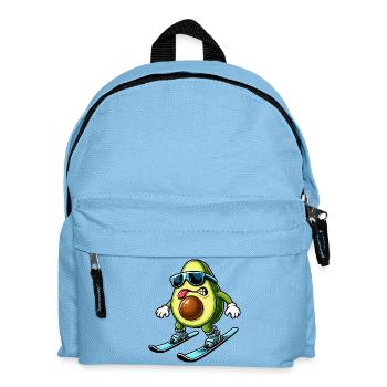 Avocado Skier Winter Vacation Comic Funny - Kids' Backpack - light blue - Front