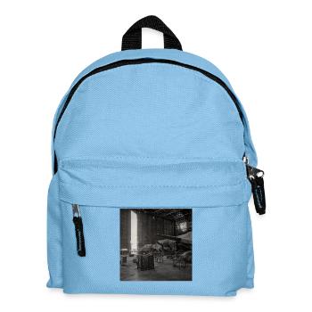 Vintage Airplane Hangar Photography Noir Animal - Kids' Backpack - light blue - Front