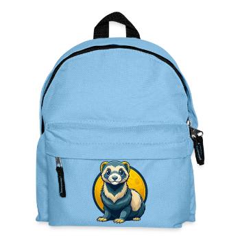 Ferret Kawaii Maskottchen Cartoon Clipart Logo Abzeichen - Kinder Rucksack - Hellblau - Vorne