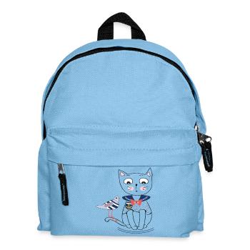 Katze und Möwe - Kinder Rucksack - Hellblau - Vorne