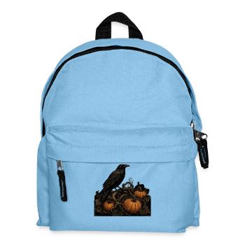 Raven on Pumpkin T-Shirt Vintage Gothic Halloween - Kids' Backpack - light blue - Front