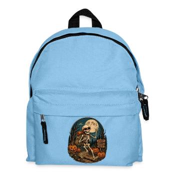 Vintage Halloween Pumpkin Skeleton Retro Outdoor Fan - Kids' Backpack - light blue - Front
