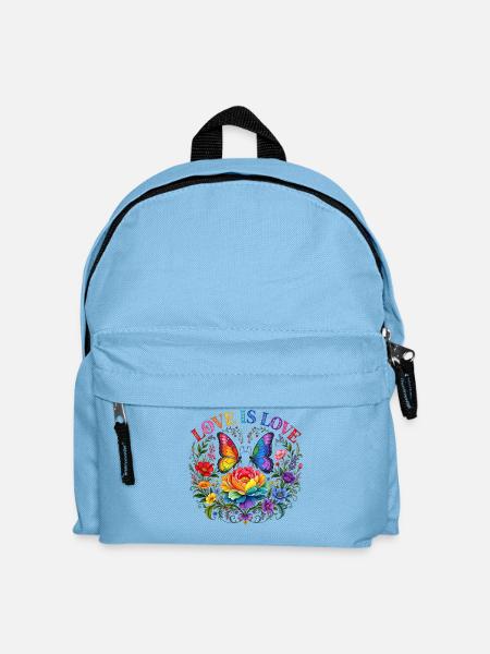 Love Is Love Pride Blumen Schmetterling LGBTQ CSD - Kinder Rucksack - Hellblau